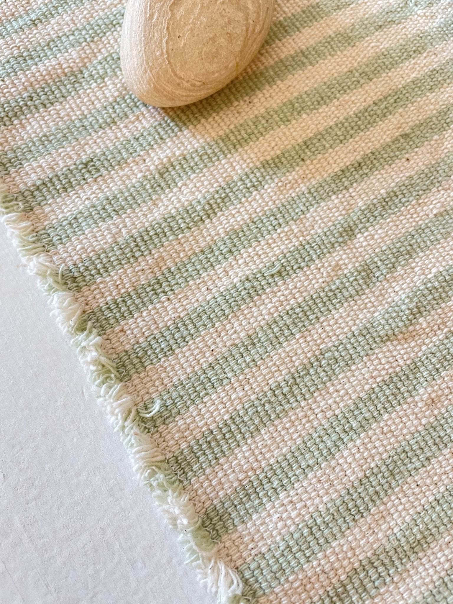 Summer placemats - Green celadon stripes - Behind the Hill