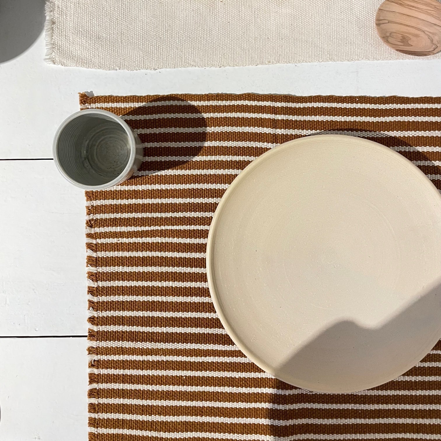 Summer placemats - Terra-cotta Stripes - Behind the Hill